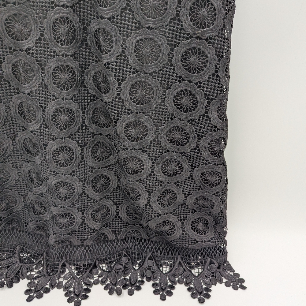Lovers + Friends Escape Mini Dress Boho Crochet Knit Medium Sleeveless Black - Picture 10 of 11